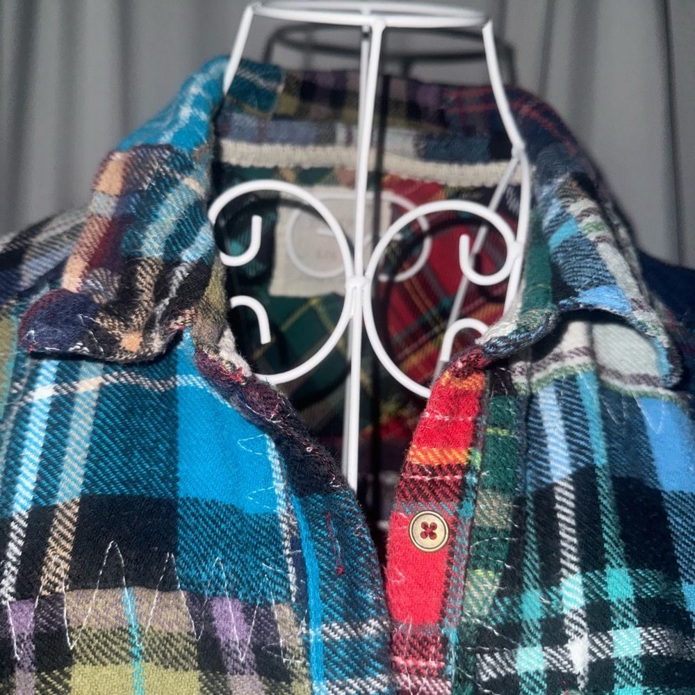 We The Free Free People Lost in Plaid Flannel Shirt RARE - Picture 11 of 11